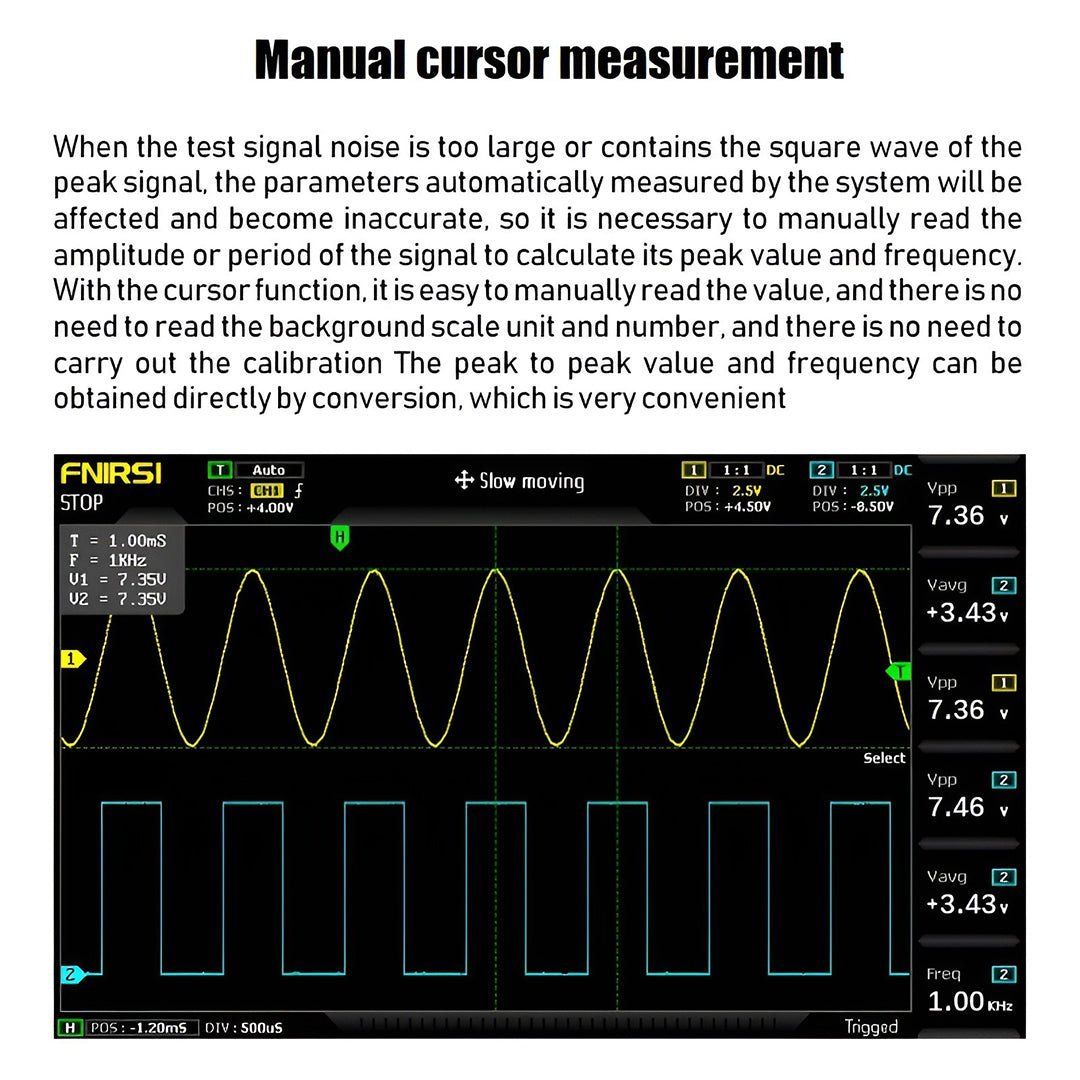 FNIRSI® 1014D 2-IN-1 Dual Channel 100MHz 1GS/s Digital Oscilloscope Signal Generator - Image 10