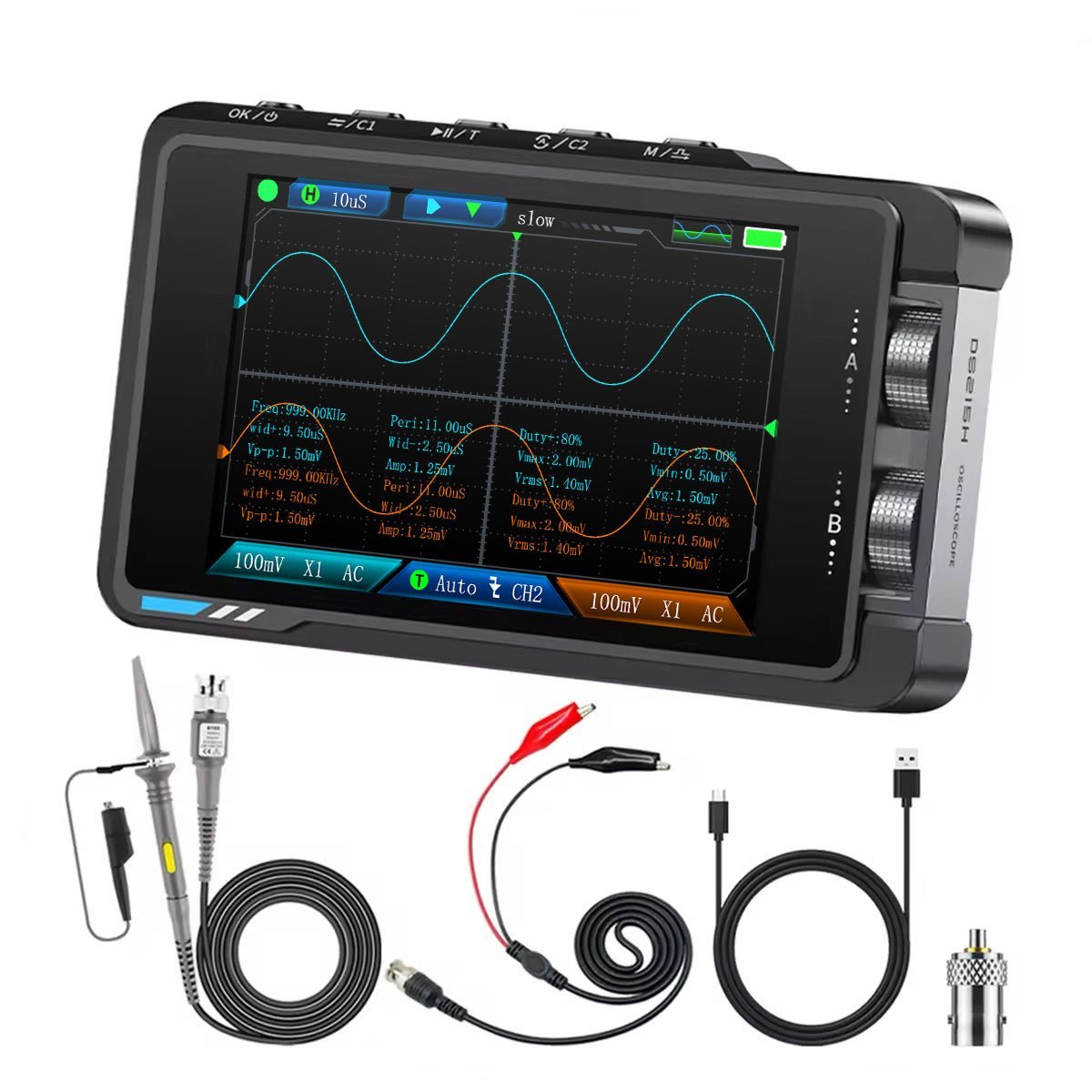 FNIRSI® DS215H 2-IN-1 50MHz 250MS/s Dual Channel Digital Oscilloscope DDS Function Singal Generator - Image 8